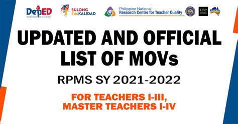 m.3 movs|Updated and Official List of MOVs for Teacher I.